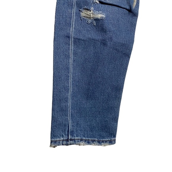 American Eagle Mom Jean High Rise Tapered Leg Distressed Jean Rigid Denim 4 - Picture 5 of 15